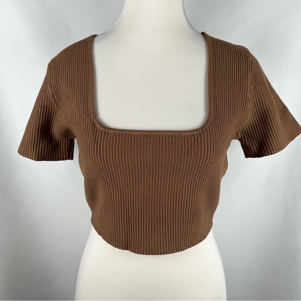 NWT - House of Harlow 1960 Ribbed Crop Top - Brown - Size L
